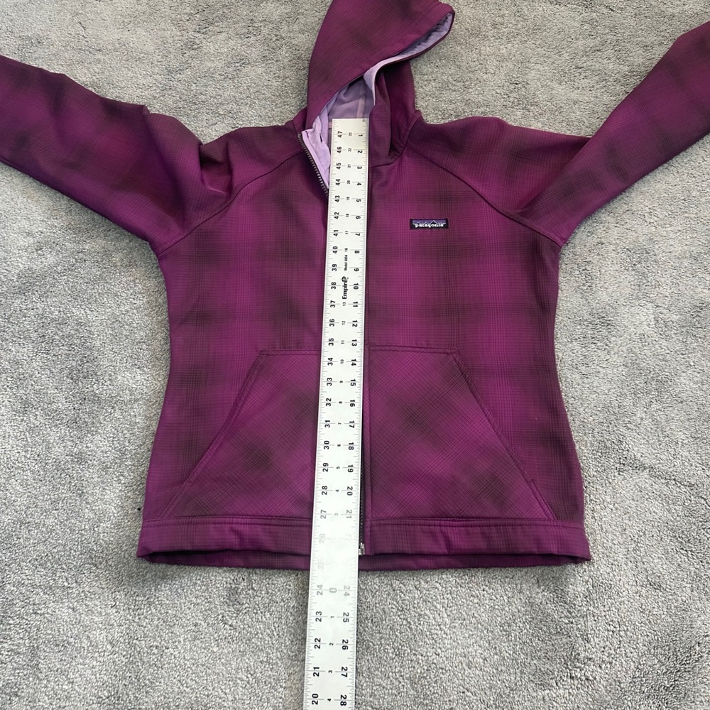 Patagonia Slopestyle Hoodie Womens Small Purple Plaid Jacket SoftShell 29861F9 - Picture 9 of 10